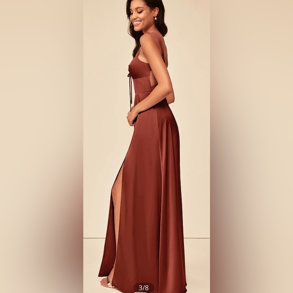 Azazie Alexia Stretch Satin Maxi Dress - Picture 2 of 8